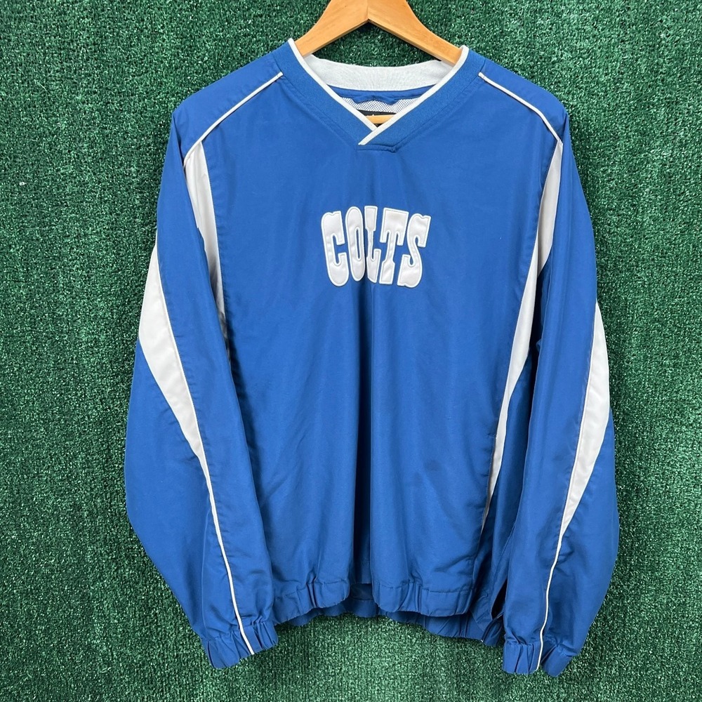 VTG NFL Team Apparel Indianapolis Colts Pullover Windbreaker Jacket Mens L Y2K